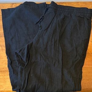 Old Navy Black Womens Linen Pants with Elastic Waist
